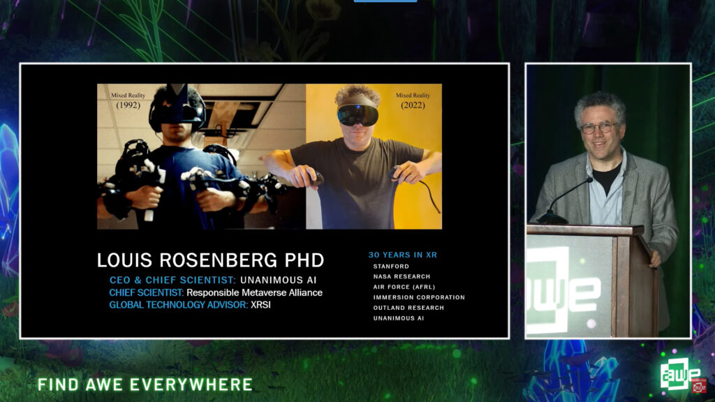 Louis Rosenberg talking about invention of Mixed Reality at AWE 2023